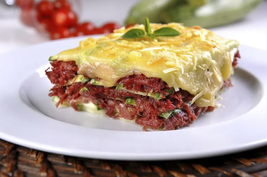 Lasanha de Abobrinha com Carne Seca